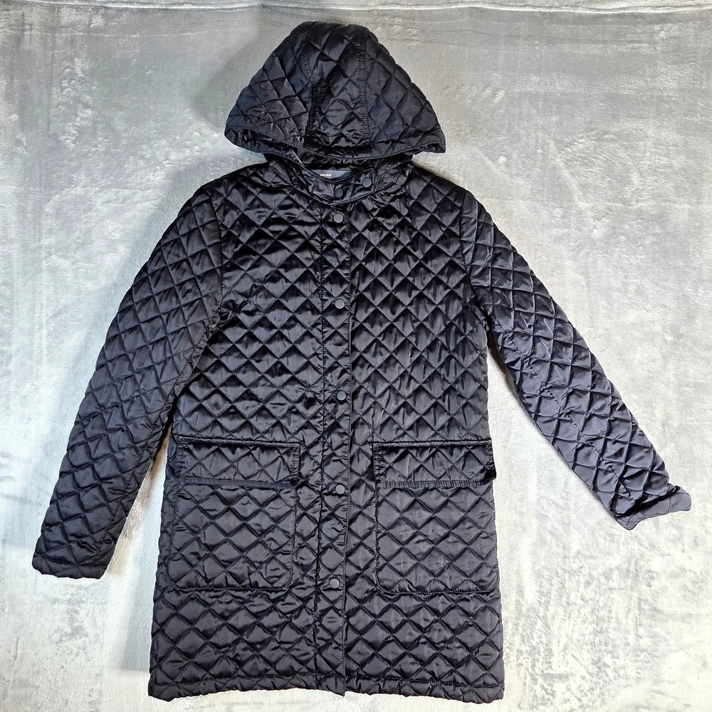 Zara Basic Black Lightweight Puffer Long Jacket Sz Medium